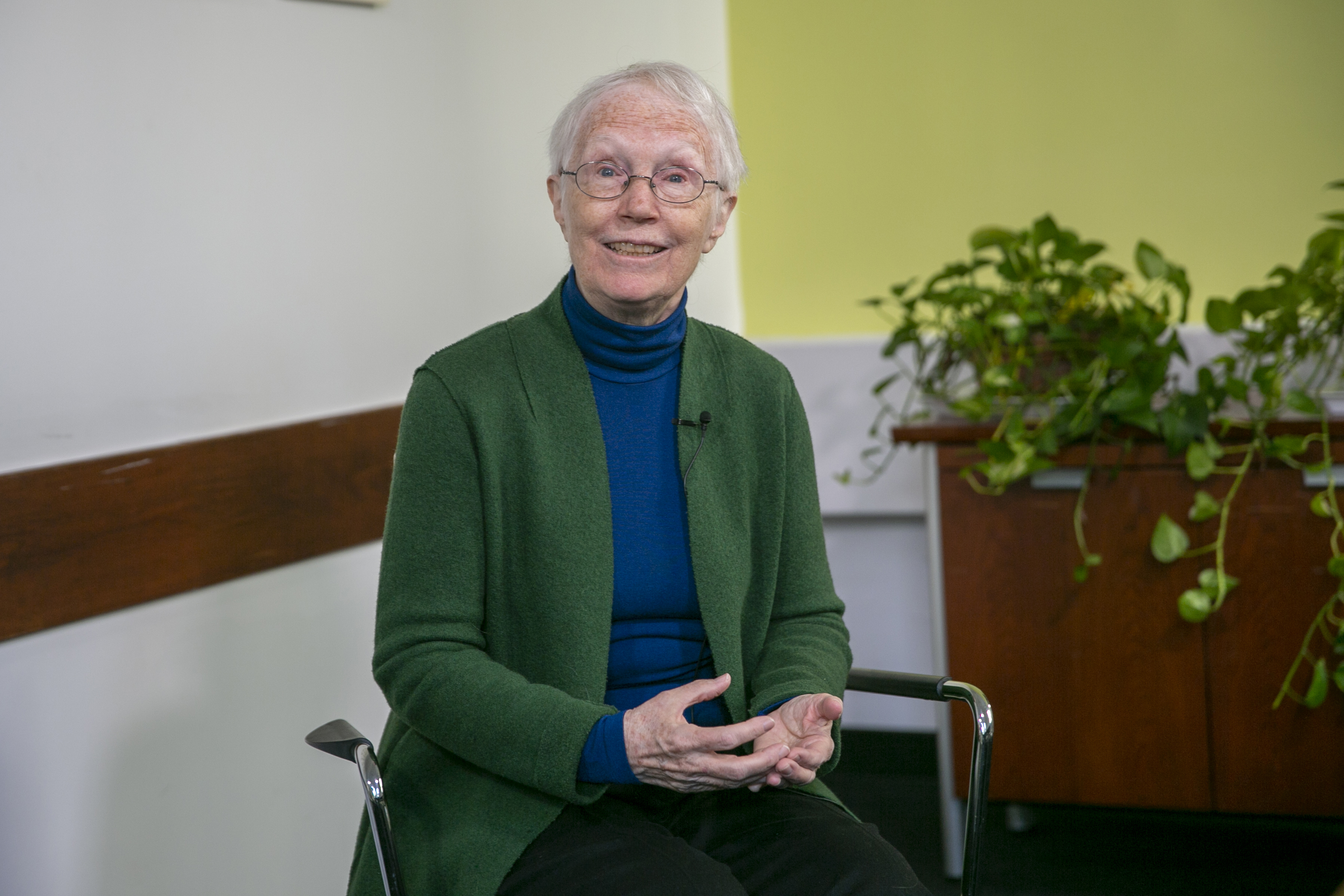 FILE - Cynthia Rosenzweig, 2022 World Food Prize recipient, meets with the media at the Columbia University Climate School in New York City, May 3, 2022. (AP Photo/Ted Shaffrey, File)