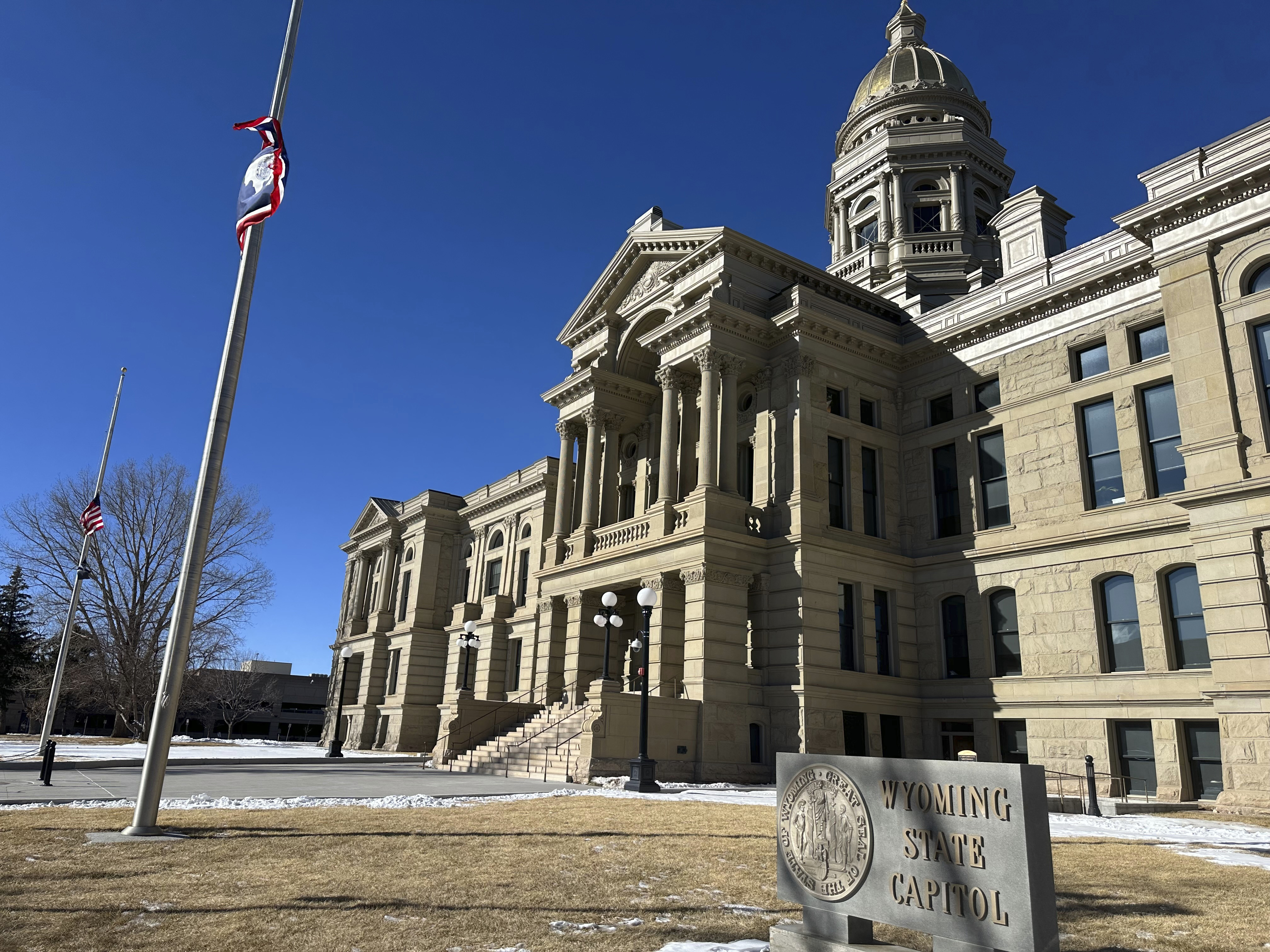 The Wyoming Capitol, where Freedom Caucus lawmakers have taken control of the state House of Representatives, is seen Monday, Jan. 13, 2025, in Cheyenne, Wyo. (AP Photo/Mead Gruver)