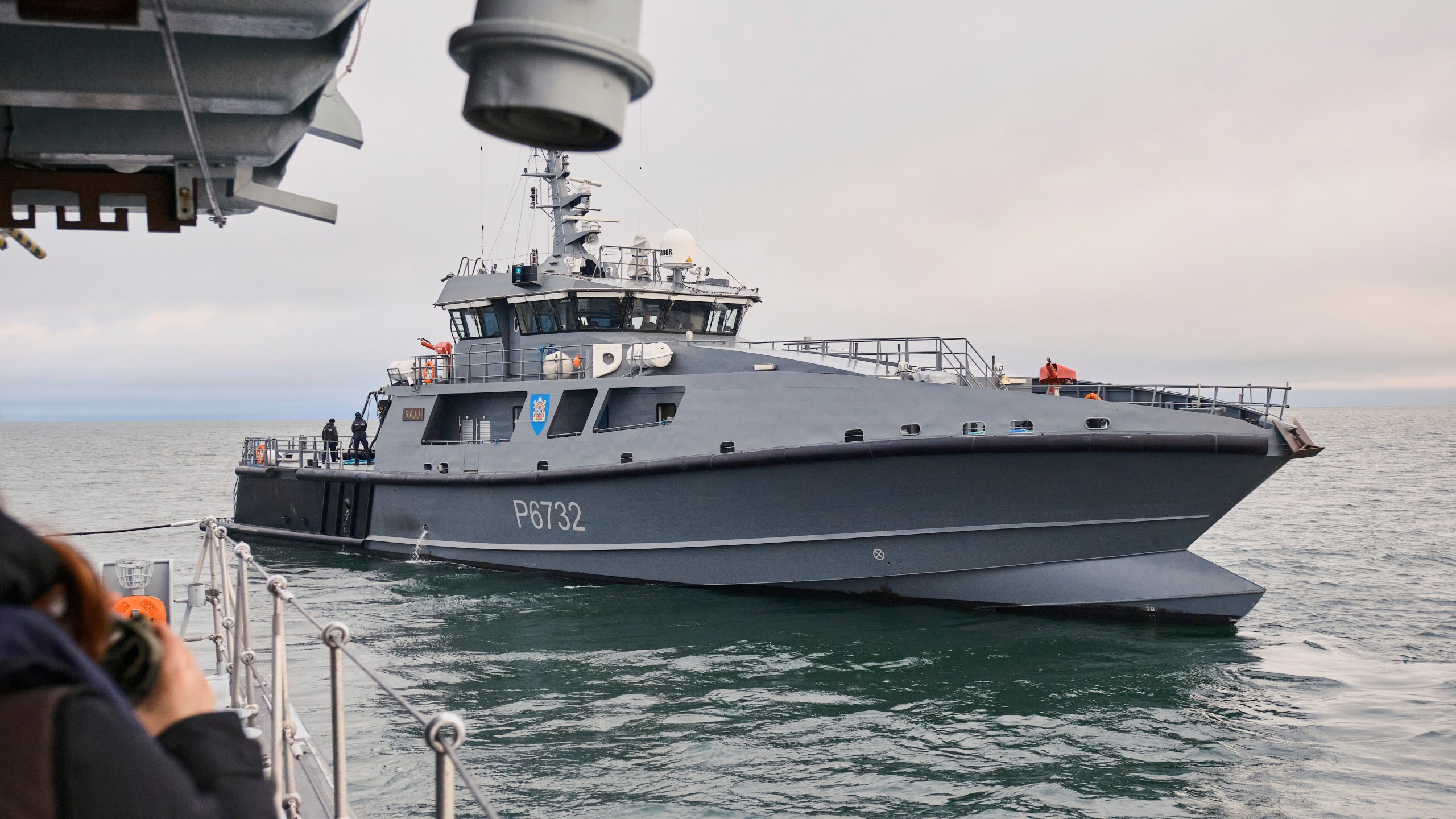 Estonian naval ships sail in the Baltic Sea on Thursday, Jan. 9, 2025, as part of stepped-up NATO patrols in the region following suspected sabotage of undersea cables. (AP Photo/Hendrik Osula)