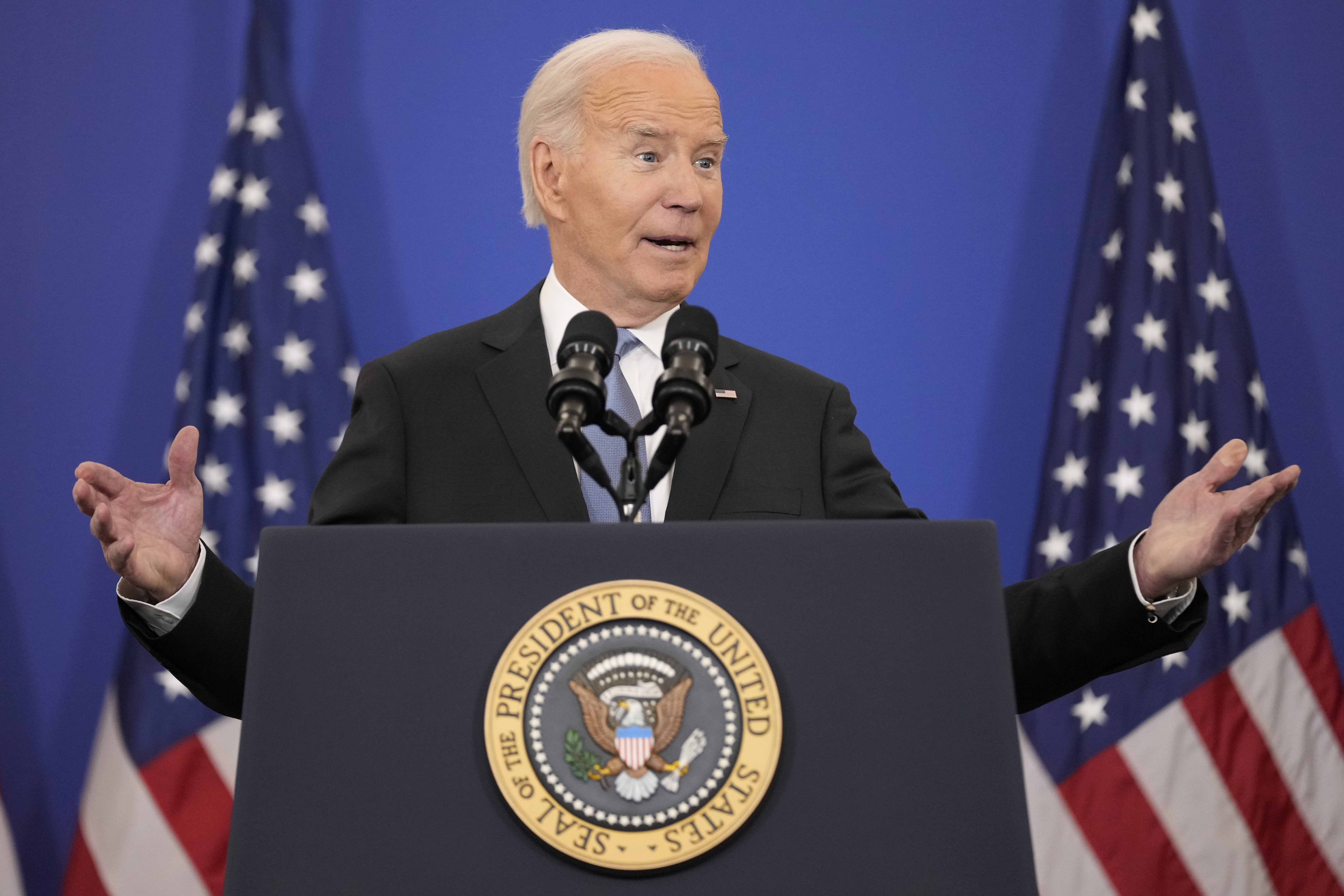 President Joe Biden speaks about foreign policy during a speech at the State Department in Washington, Monday, Jan. 13, 2025. (AP Photo/Susan Walsh)