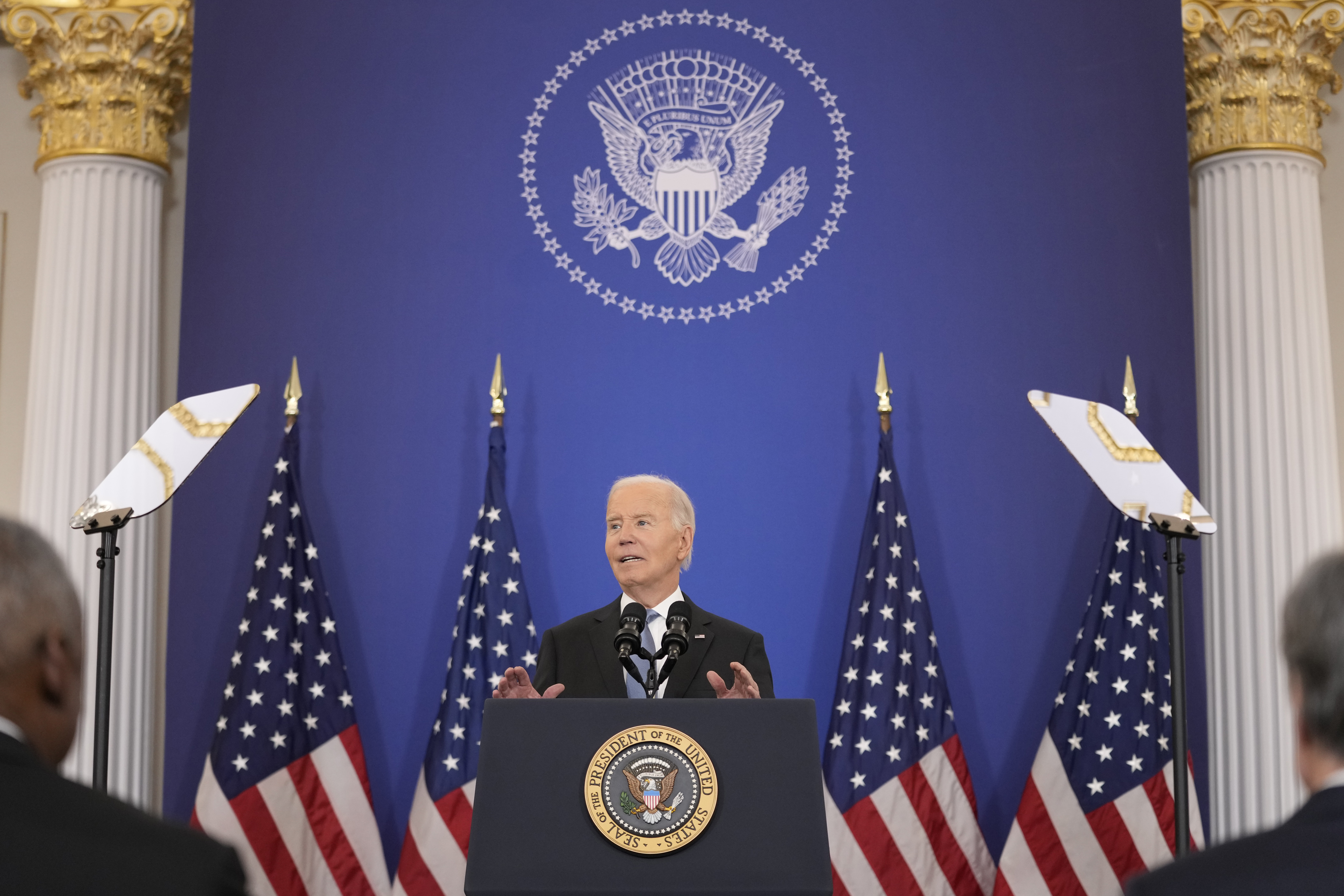 President Joe Biden speaks about foreign policy during a speech at the State Department in Washington, Monday, Jan. 13, 2025. (AP Photo/Susan Walsh)