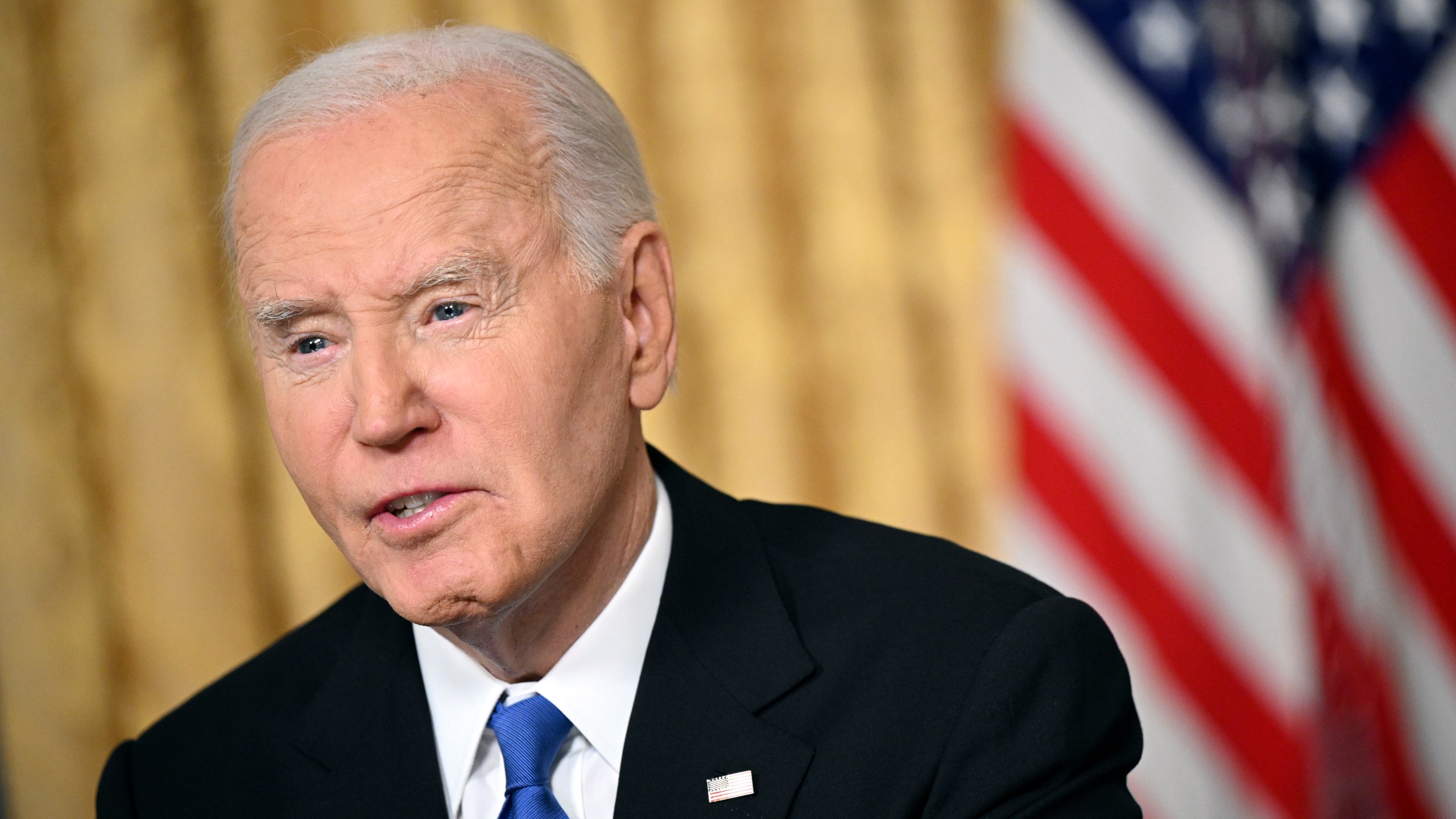 President Joe Biden speaks from the Oval Office of the White House as he gives his farewell address Wednesday, Jan. 15, 2025, in Washington. (Mandel Ngan/Pool via AP)