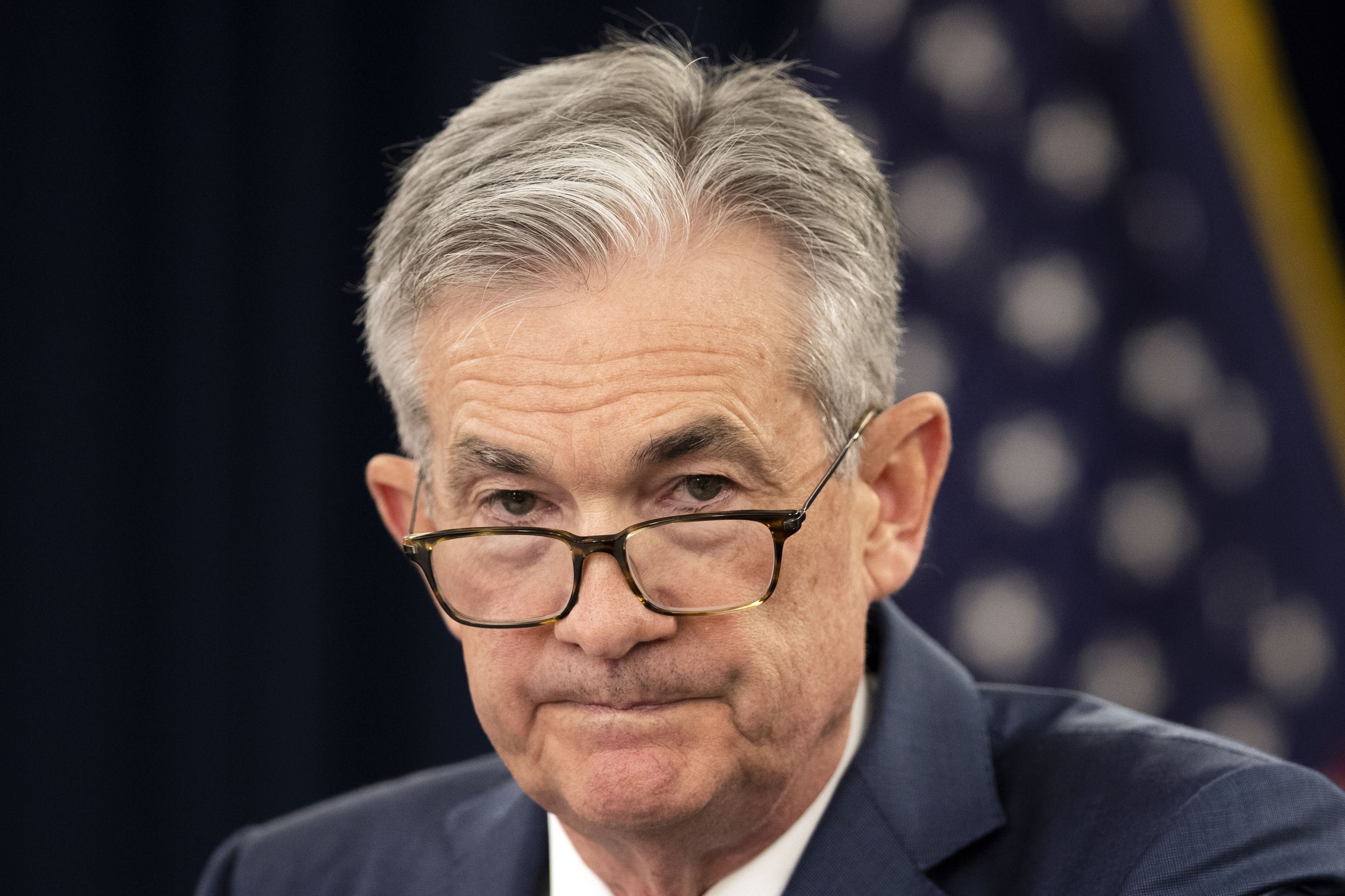 FILE - In this July 31, 2019, file photo, Federal Reserve Chairman Jerome Powell speaks during a news conference following a two-day Federal Open Market Committee meeting in Washington. (AP Photo/Manuel Balce Ceneta, File)