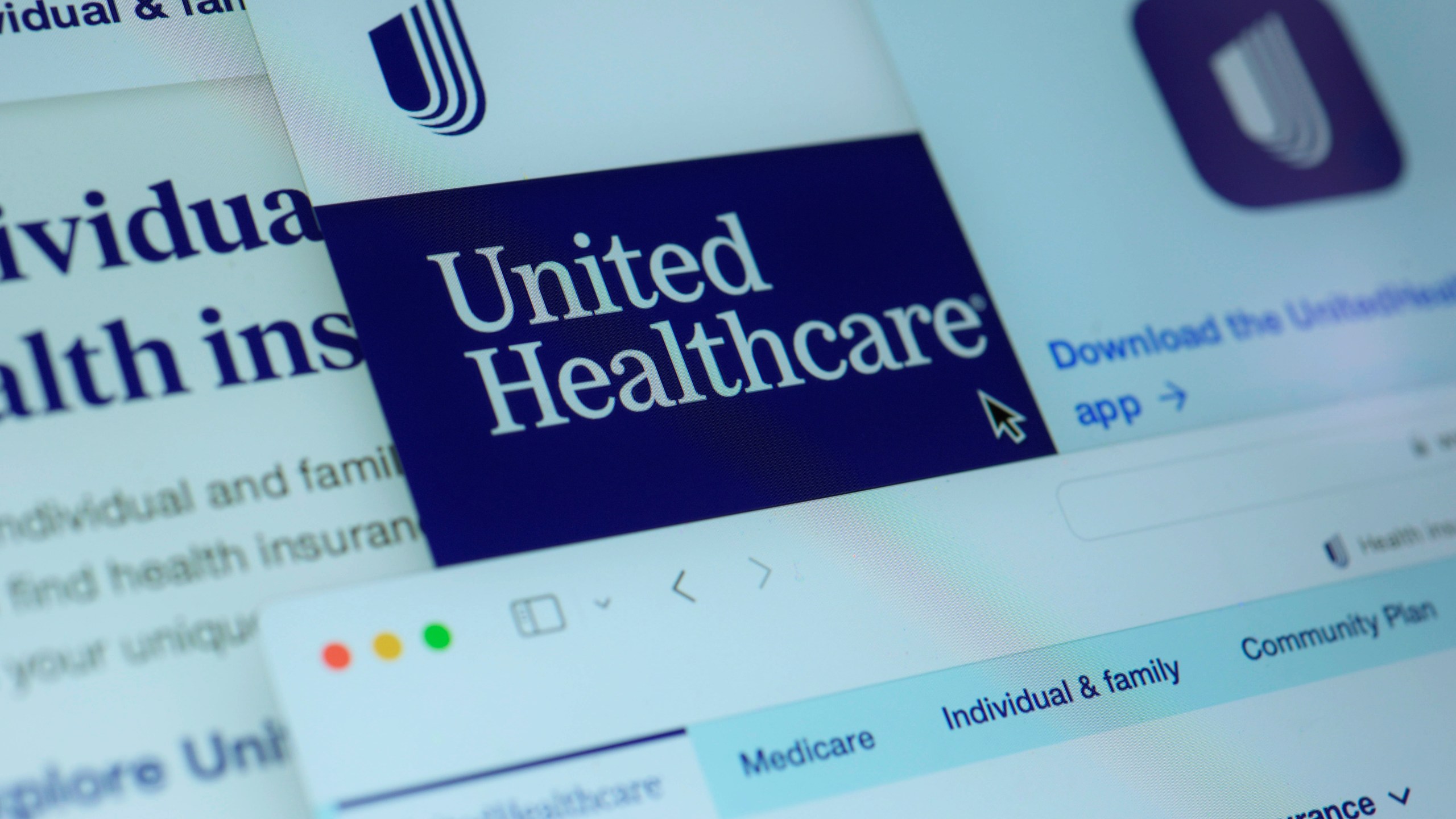 FILE - Pages from the United Healthcare website are displayed on a computer screen, Feb. 29, 2024, in New York. (AP Photo/Patrick Sison, File)