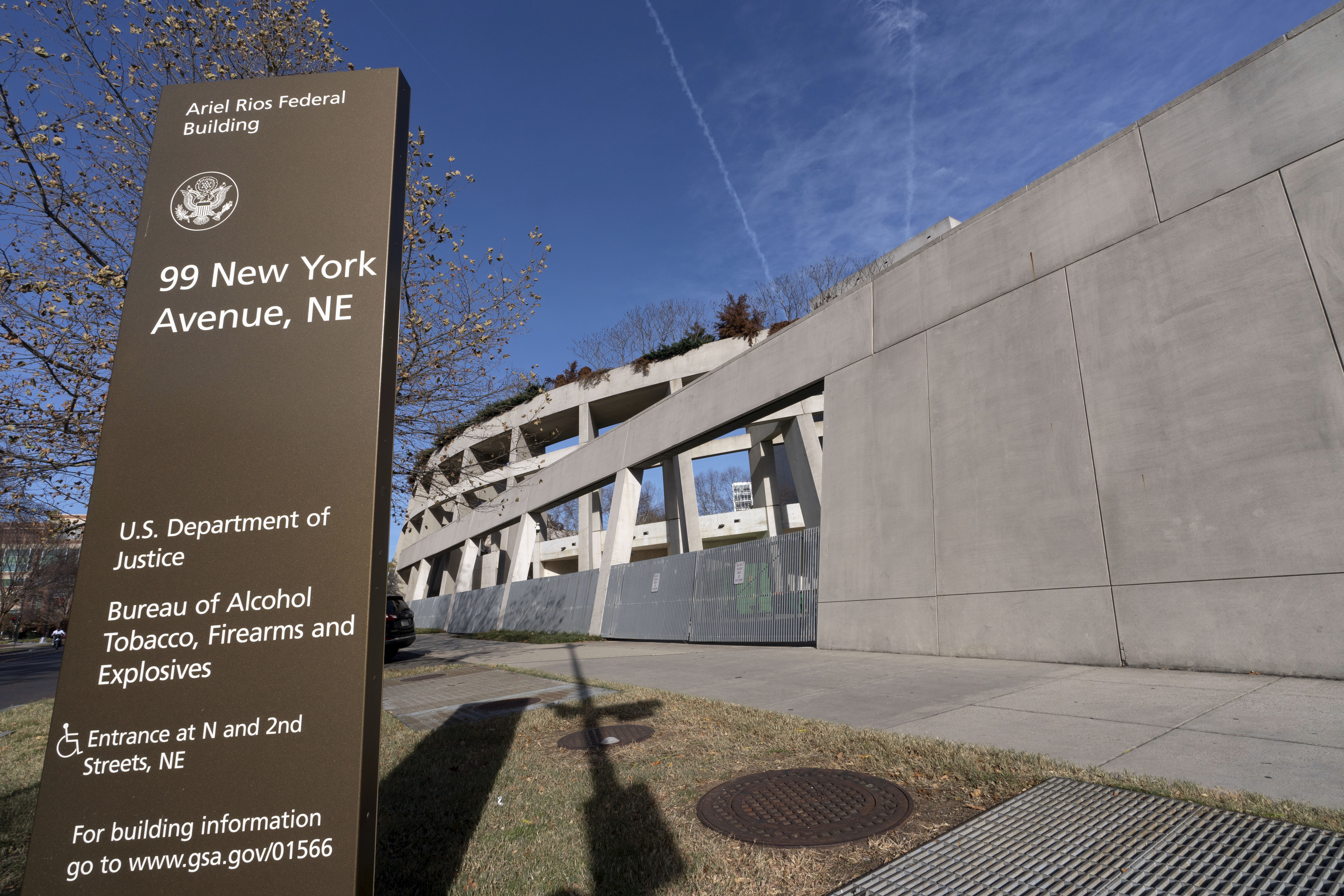 FILE - The Bureau of Alcohol, Tobacco, Firearms and Explosives building is seen in Washington, Dec. 8, 2024. (AP Photo/Jose Luis Magana, file)