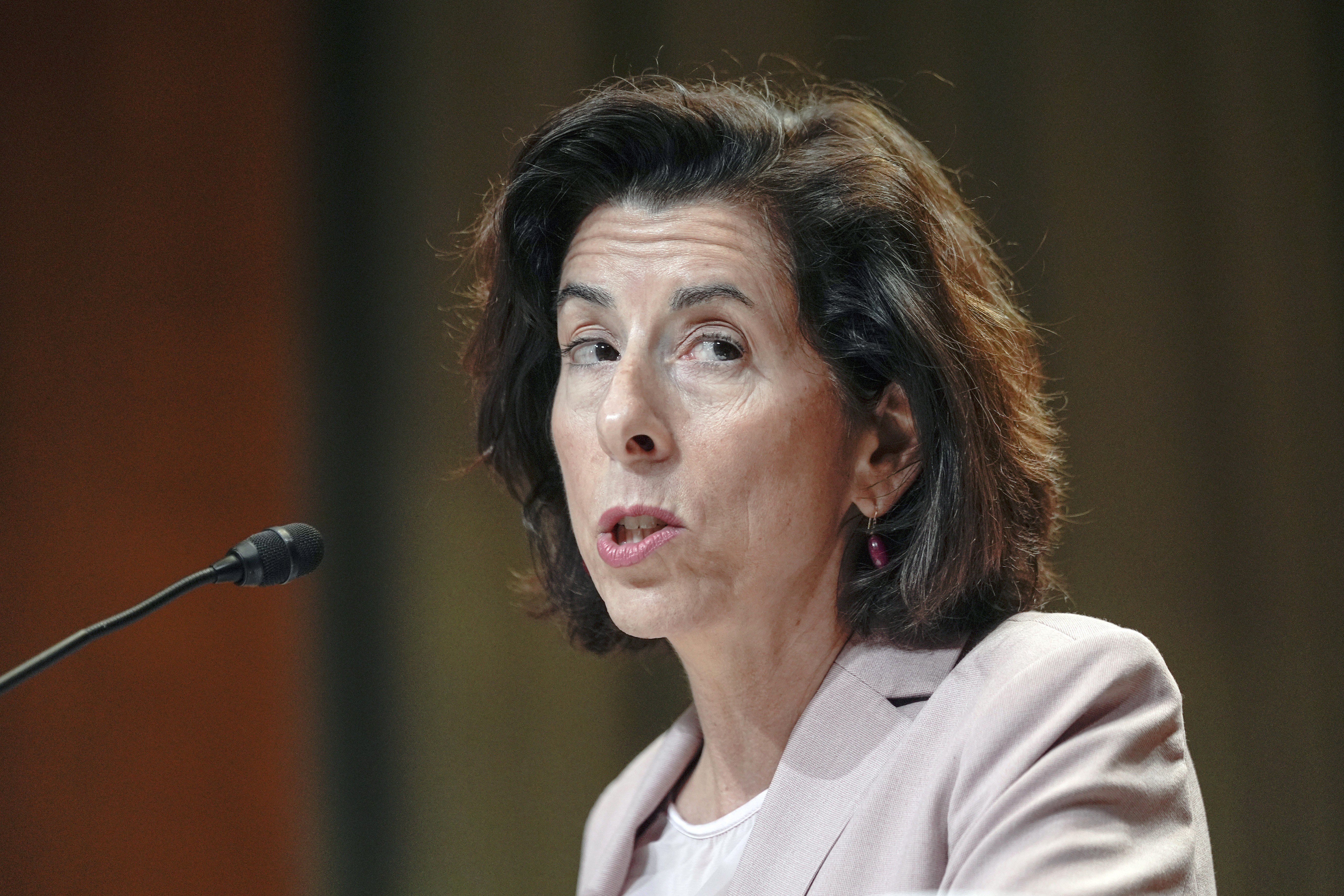 FILE - Commerce Secretary Gina Raimondo testifies during a hearing on Capitol Hill, May 15, 2024, in Washington. (AP Photo/Mariam Zuhaib, File)