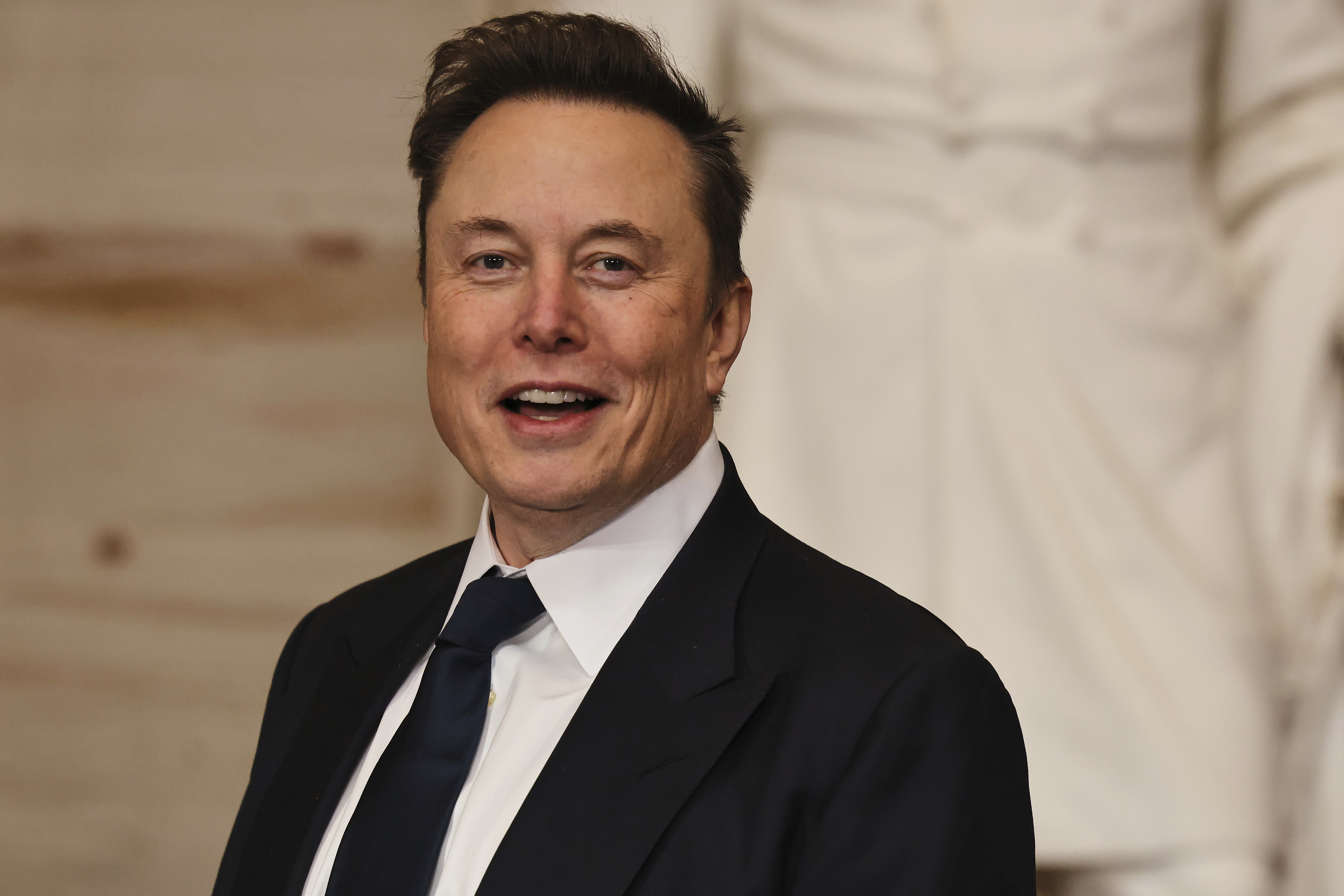 Elon Musk arrives before the 60th Presidential Inauguration in the Rotunda of the U.S. Capitol in Washington, Monday, Jan. 20, 2025. (Chip Somodevilla/Pool Photo via AP)