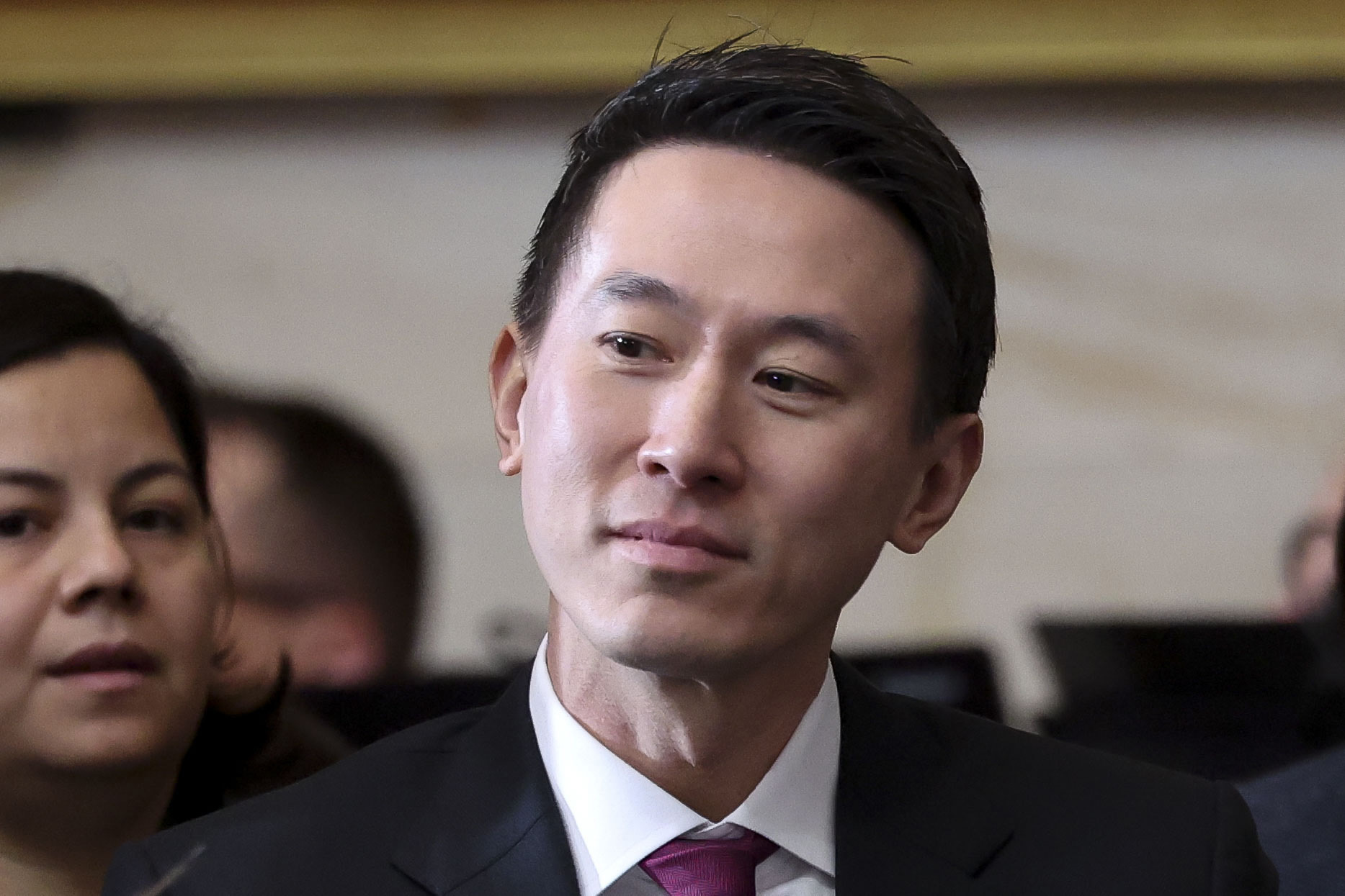 TikTok CEO Shou Zi Chew sits before the 60th Presidential Inauguration in the Rotunda of the U.S. Capitol in Washington, Monday, Jan. 20, 2025. (Kevin Lamarque/Pool Photo via AP)