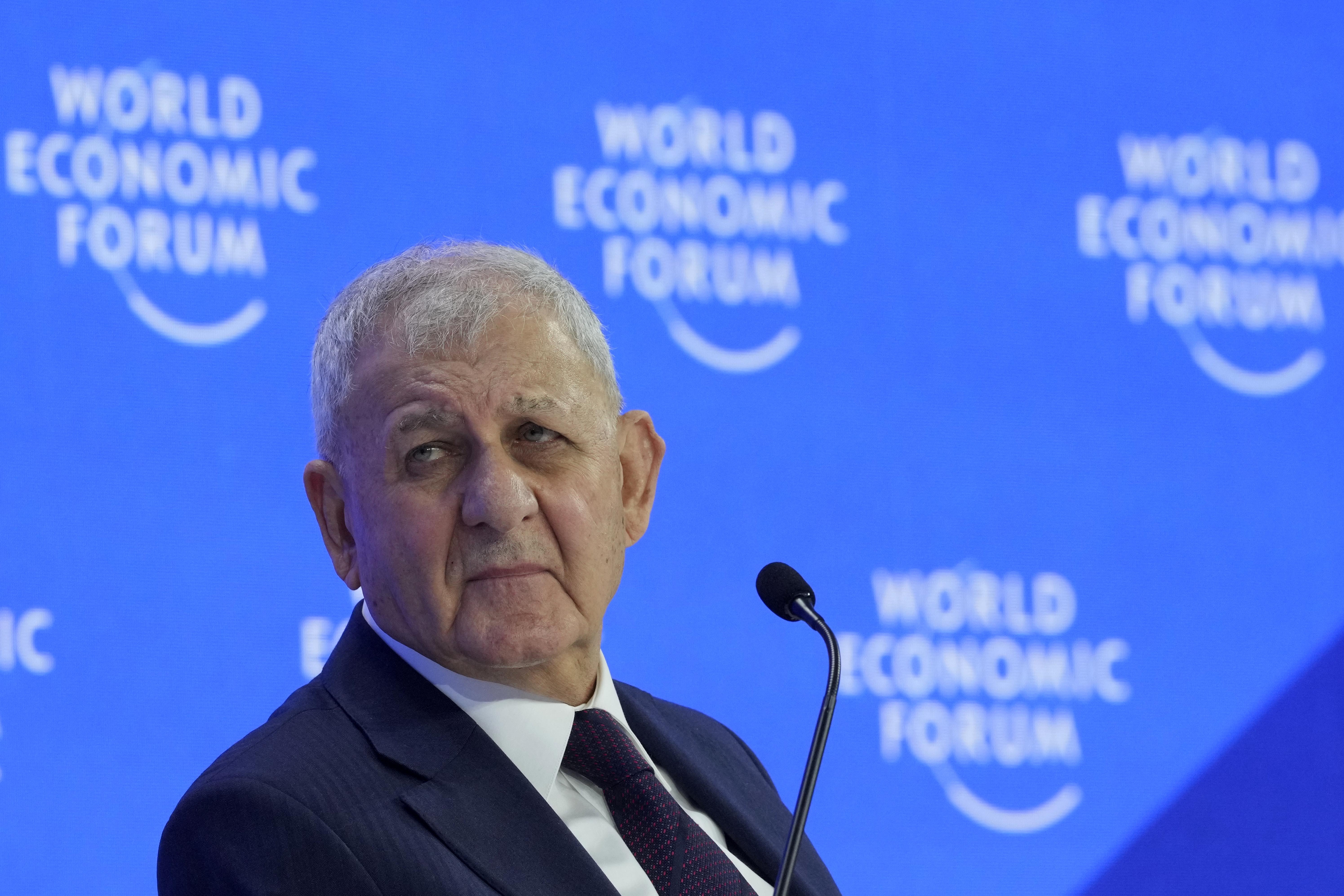 President of Iraq Abdul Latif Rashid attends the Annual Meeting of World Economic Forum in Davos, Switzerland, Thursday, Jan. 23, 2025. (AP Photo/Markus Schreiber)