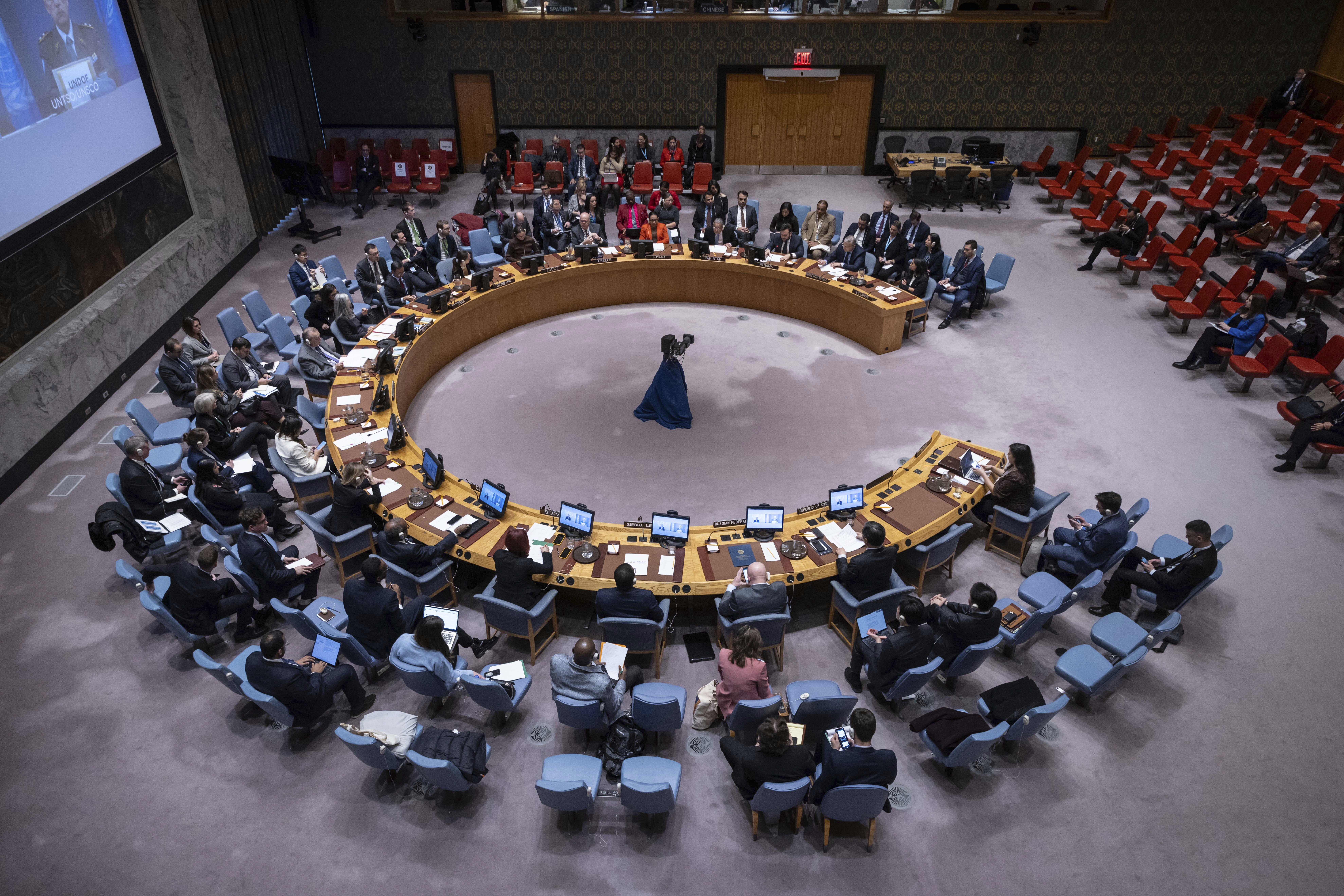 A general view shows a Security Council meeting at the United Nations headquarters, Friday, Jan. 17, 2025. (AP Photo/Yuki Iwamura)