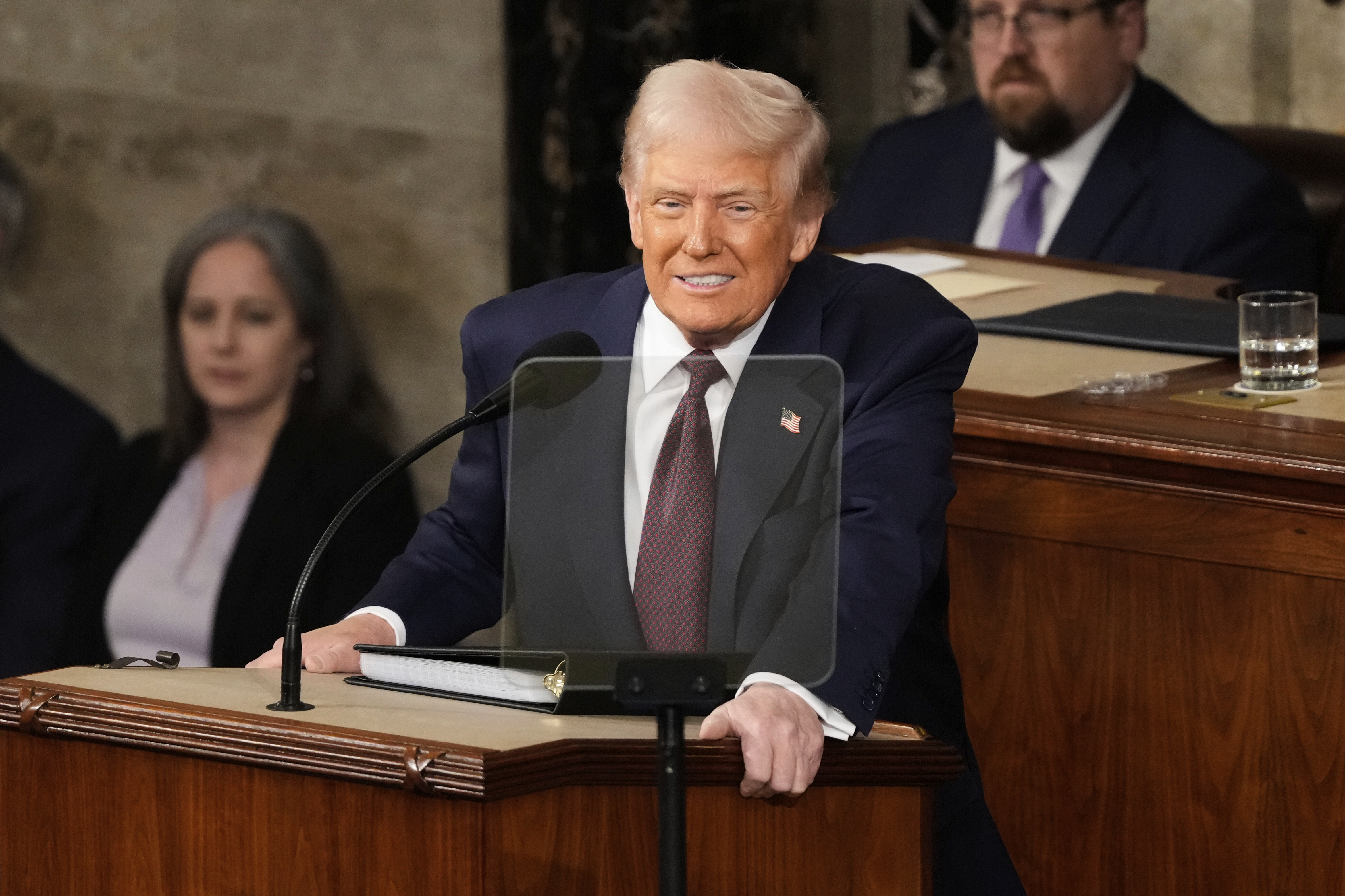 President Donald Trump addresses a joint session of Congress at the Capitol in Washington, Tuesday, March 4, 2025. (AP Photo/Ben Curtis)