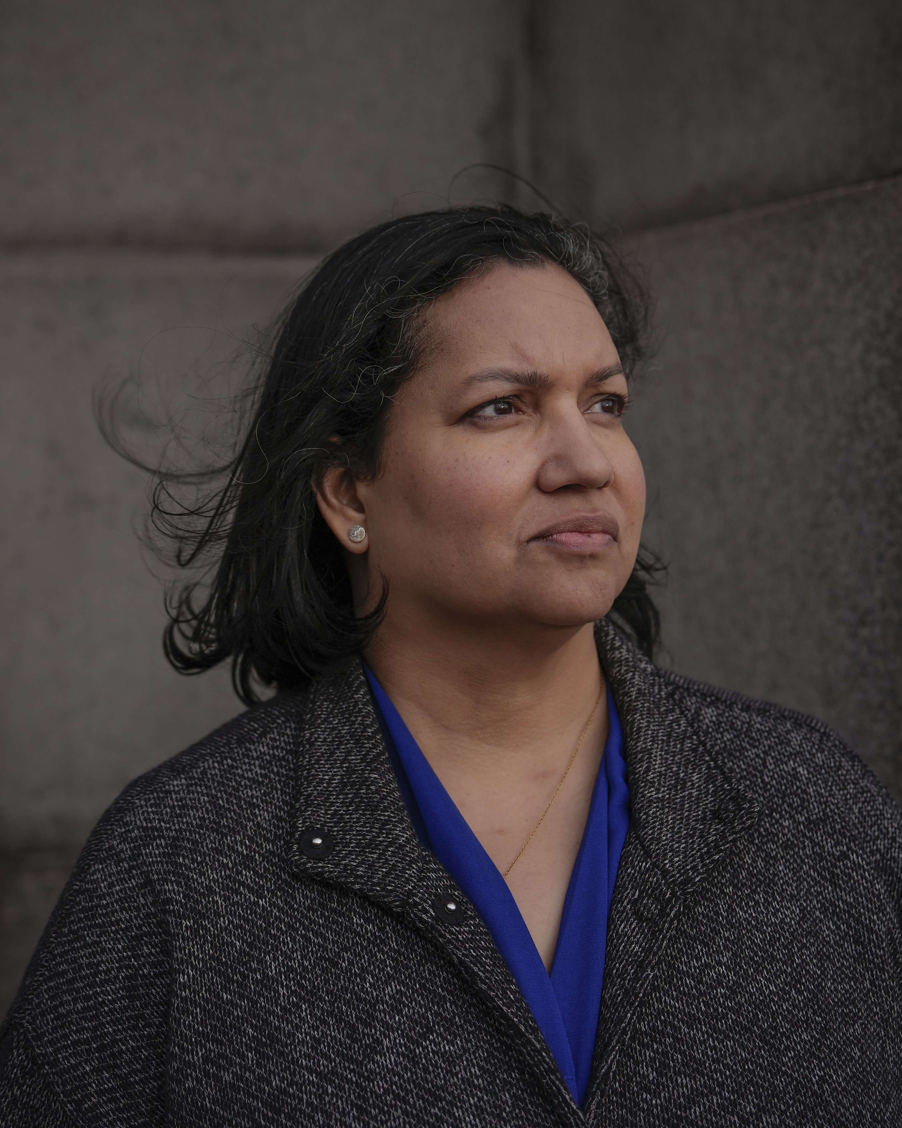 Karen Ortiz, an administrative judge at the Equal Employment Opportunity Commission, poses for photos, Wednesday, Feb. 26, 2025, in New York. (AP Photo/Julia Demaree Nikhinson)