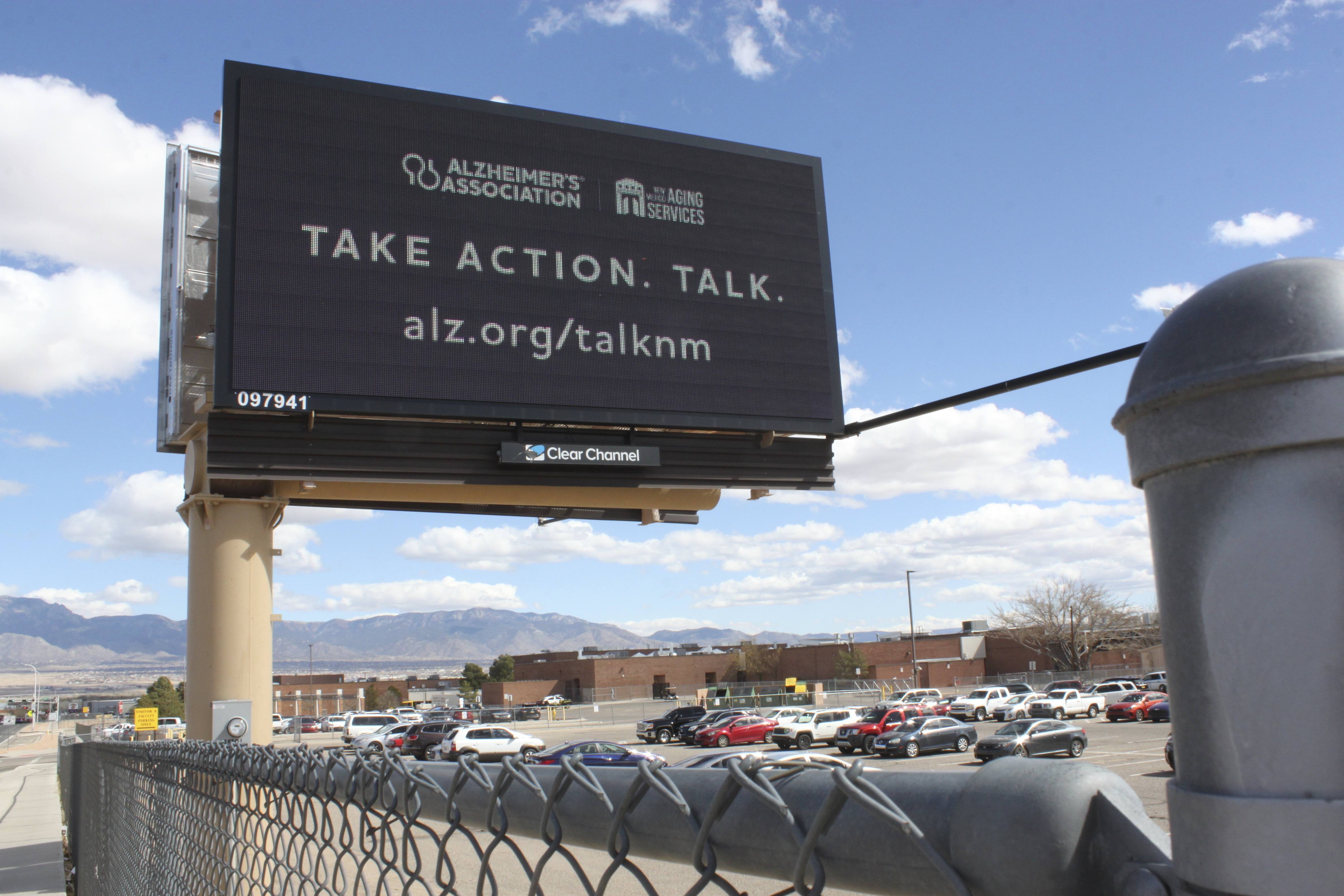 A billboard flashes a message as part of a new statewide Alzheimer's awareness campaign that includes digital advertisements around in Albuquerque, N.M., Wednesday, March 12, 2025. (AP Photo/Susan Montoya Bryan)